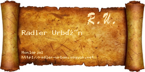 Radler Urbán névjegykártya